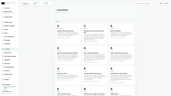 Supply inventory & nutrition planning